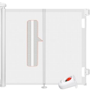 Ycozy 2026 Barrera Seguridad Niños Extensibles 0-150cm Puerta Seguridad Bebé Retráctil con Poste de Refuerzo Valla Seguridad Infantil para Escaleras, Pasillos, Interiores y Exteriores