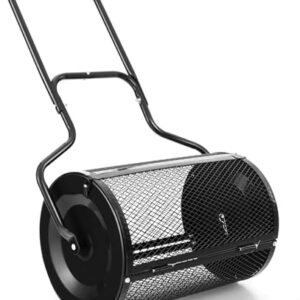 FANTASK Esparcidor de compostaje con Mango en U, 75 L, para jardín, espolvoreador de Fertilizante para césped, compostador de Metal, para Semillas de Fertilizante y Semillas, con Cesta de Malla