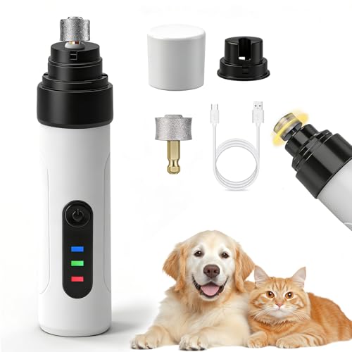 Ntrjtrss Lima Uñas Perro Actualizado, Lima De Uñas Eléctrica Súper Silencioso Limas de Uñas Recargable Lima uñas Perro Grandes, Medianos y Pequeños