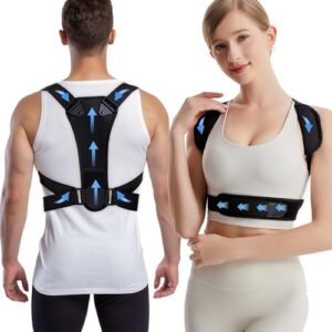 Prety Corrector Postura Espalda para Hombre y Mujer,Corrector de Espalda Ajustable y Transpirable–Soporte Ergonómico para Aliviar el Dolor de Cuello y Hombros,Diseño de Corrector Espalda Invisible