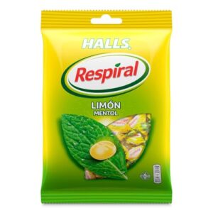Halls Respiral Caramelos Sabor Limón y mentol, Sin Gluten, Bolsa de 12 ud x 150 gr