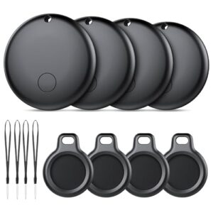 Android Smart Tag, Tracker Compatible con Google Find Hub App (Sólo Android), Localizador Bluetooth, Rastreador para Llaves, Cartera, Equipaje, Impermeable IP68, 4 Negro