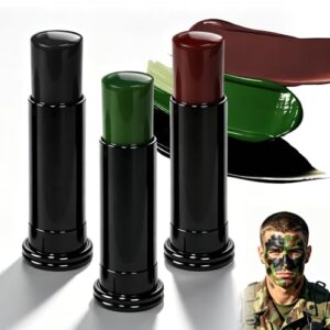 3 Piezas Palos Maquillaje de Camuflaj Militar Kit,Maquillaje Militar para Actividades al Aire Libre