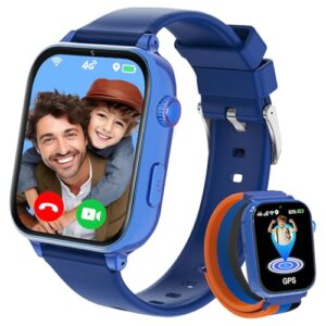 Smartwatch Niños con GPS y Llamadas, 4G Reloj Niños Niña con Telefono, SOS, Chat de Voz, Videollamada, Modo Clase, Cámara, Podómetro, Reloj Llamadas de 4 a 12 Años Infantil Niño Niña, Regalos, Azul