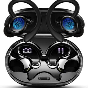 2026 Nueva Auriculares Inalambricos Deportivos, Auriculares Bluetooth 5.4 HiFi Estéreo con 4 HD Mic, 50H Cascos Inalambricos Bluetooth con Cancelacion Ruido ENC, Pantalla LED/IP7 Impermeable Cascos