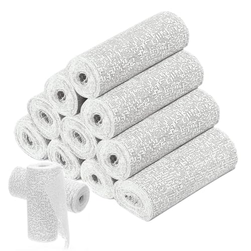 GRIRDDIV Vendas de yeso, 12x Venda de escayola para modelado, 4.5x240 cm Tela de Yeso para Modelar, Vendaje para hacer moldes del cuerpo cara arte creativo, Escultura Proyectos DIY