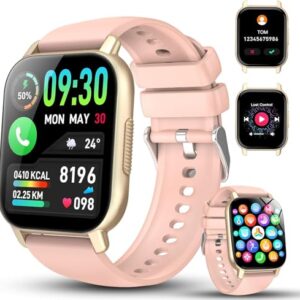 Reloj Inteligente Hombre Mujer, 1.91" Smartwatch con Llamadas Bluetooth, 112+ Deportivos Modos Reloj Deporte con Podómetro, Pulsómetro Monitor de Sueño, IP68 Pulsera Actividad para Android iOS rosa
