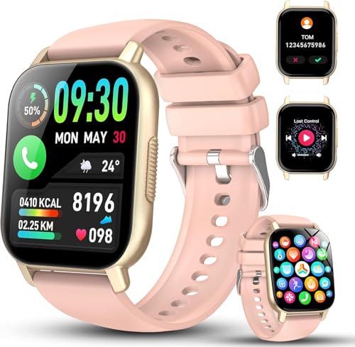 Reloj Inteligente Hombre Mujer, 1.91" Smartwatch con Llamadas Bluetooth, 112+ Deportivos Modos Reloj Deporte con Podómetro, Pulsómetro Monitor de Sueño, IP68 Pulsera Actividad para Android iOS rosa