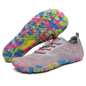 SAGUARO Mujer Barefoot Zapatillas Minimalistas Hombre Ligeras Calzado Minimalista con Suela Zero Drop, Smart II - Zapatos Barefoot Gris Rosa,Gr.40