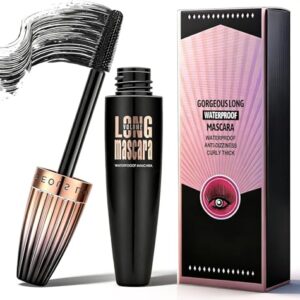 Máscara de Pestañas 4D Negra 10ML,Fibra Voluminizadora,Pestañas Largas y Densas, Resistente al Agua,Efecto Ventana,Cepillo Flexible,Doble Uso Diario y Fiesta
