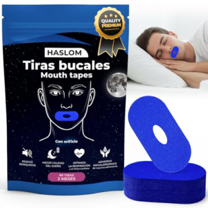 60 TIRAS BUCALES para Dormir Haslom®. Mouth Tape for Sleeping. cinta bucal para dormir, antironquidos. Myotape, tiras bucales anti ronquidos para dormir (Con Orificio de Ventilación)