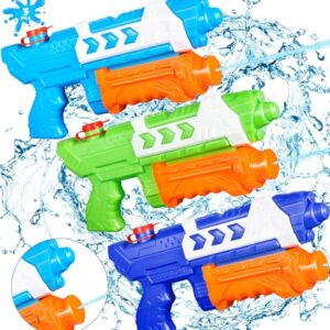 ZLPBAO Pistola de Agua para Niños Y Adultos, 3 x 480 ML Pistola Agua de 9-11 Metros de Alcance, Juego de Pistola de Agua para Piscina en El Patio Trasero para Niños y Niñas