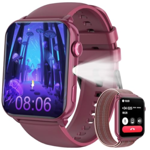 Baolubao Reloj Inteligente Mujer - Llamadas Bluetooth y Notificación, Smartwatch Mujer con Linterna, Smart Watch con 2 Correas, Esfera DIY, Pulsómetro, Sueño, IP68 Impermeable Reloj para iOS Android