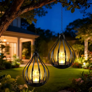KagoLing Farolillos Solares Exterior, 2 Piezas Lamparas Solares Exterior Jardin, Luces Solares Metálicas Suspendidas Impermeables, Decoracion Jardin Exterior, Aptas para Balcones, Patios y Terrazas