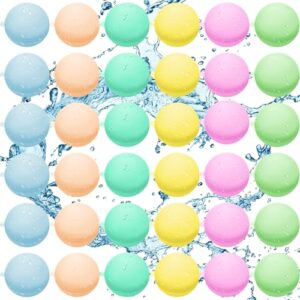 MWZEAUL 36 Piezas Globos de Agua Reutilizables, Bolas de Agua Recargables, Globos Agua in Silicona Llenado Rapido para Playa, Fiestas Acuáticas, Exteriores Juegos Piscina para Niños y Adultos
