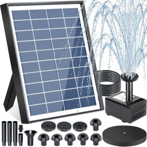 ZQEJEFD Fuente Solar Jardin Exterior 6.5w, Bomba de Agua Solar, Bomba Solar para Estanque, Bomba de Agua de Estanque Solar con 9 Boquillas, para Jardín Baño de Pájaros, Pecera, Estanque Pequeño