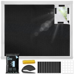 KOHRIUK Estores Opacos Térmicos 420D sin Taladrar de 300 x 145 cm – Cortina Recortable con Cinta Mágica y Adhesivo para Ventana, Puerta o Dormitorio