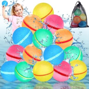 GUHAOOL Globos de Agua Reutilizables, 15PCS Globos de Agua Llenado Rapido y Autosellantes, Globo Agua Reutilizables Silicona para Niños y Adultos, Aptos Para Fiestas,Piscina,Playa,Juegos Familiares