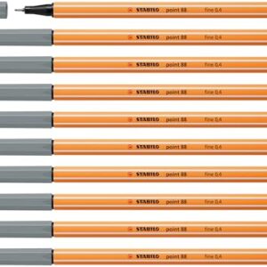 STABILO - Rotulador punta fina - point 88 - Pack de 10 - gris medio