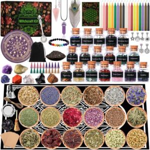 ZZXLOPEZ Kit de Brujería, Suministros de Brujería Kit de Brujería, Kit de Velas de Colores y Flores Secas, Suministros de Oración, Hechizos, Magia, Regalo para Mujer Regalos Originales