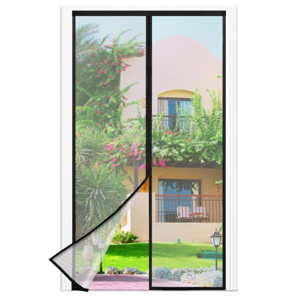 Mosquitera Puerta Magnetica - 85 x 205 CM - Negro, Mosquiteras para Puertas, Cierre Magnético de Arriba a Abajo, Automáticamente,Mantiene el Aire Fresco