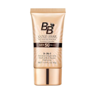 BB Cream SPF 50+,con Extracto de Caracol Dorado,Crema con Color Hidratante,Efecto Natural,Protección Solar,Cobertura Ligera,Unifica el Tono,Base de Maquillaje,Apta para Todos los Tonos de piel,Marfil