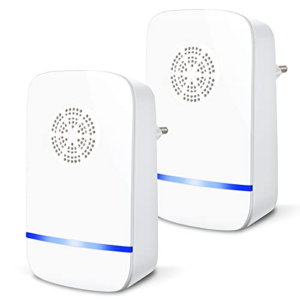 RoxicRokc Repelente Ultrasónico de Plagas, Antimosquitos Electrónico Control de Mosquitos Hormigas, Cucarachas, Moscas, Arañas, Chinches, Ahuyentador de Ratas y Ratones para Interiores (2 Piezas)