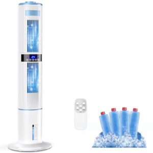 Aire Acondicionado Portatil Ariahir, Enfriador de Aire Sin Tubo con Modo Dormir Silencio 65W Temporizador de 1-24 Horas 4 Modos Oscilación 60° y 360° Tanque de 4 L Control Remoto para Hogar y Oficina