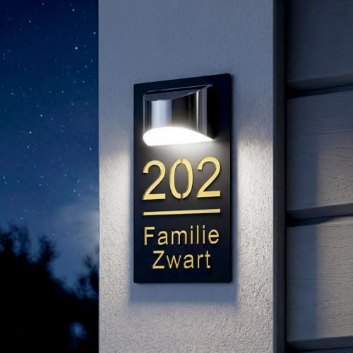 Targhetta Personalizzata con Numero Civico Esterno a LED Solare – Targa Retroilluminata Impermeabile con Numeri Civici da Esterno Personalizzati, Perfetta per un Indirizzo di Consegna Sempre Visibile