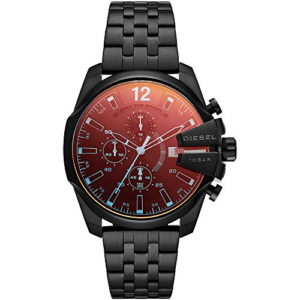 Diesel Reloj Baby Chief para Hombre, Movimiento cronógrafo de cuarzo con correa de acero inoxidable, tela o piel, Carbón y espectro, 43 mm
