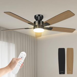 Airwit 132cm Gran Flujo de Aire Ventilador de Techo con Luz, Silencioso Ventilador Techo con Mando a Distancia, 6 Velocidades, Lampara LED Regulable, Motor DC Reversible para Dormitorio Salon Cocina