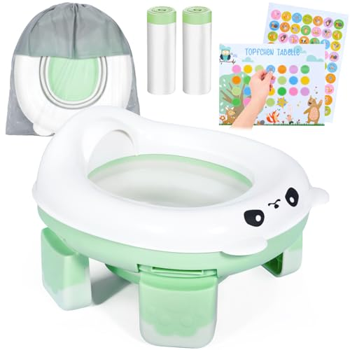 RDDAIPE Orinal Portatil Niños Plegable, WC Portatil Niños, Orinal Plegable Portatil, Baño Portatil Niños, con 40 Bolsas, Orinal Portátil Reductor WC, Inodoro para Niños, para Viajar, Auto, Exterior