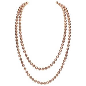 BABEYOND ART DECO - Collar largo de perlas de imitación de 150 cm (champán), Perla, Perlas,Pearls.it