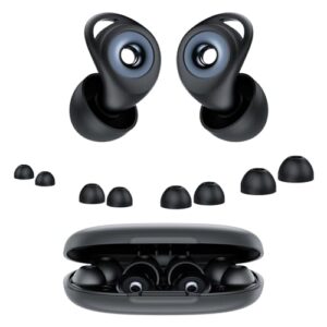 Tapones Oidos Ruido Dormir, Cancelación de Ruido de 45 dB, Tapones Oidos Rreutilizables de Silicona Blanda, 4 Tamaños (XS/S/M/L), Tapones Adecuados para Dormir, Viajar, Concentrarse o Concierto, Negro