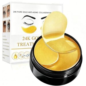 60 Pcs 24K de Oro Parches de Colageno, Reafirmante y Anti-Edad Mascarilla Ojos, Hidratante Contorno de Ojos Antiarrugas, Reduce las líneas finas