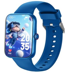 PTHTECHUS Reloj Inteligente Niños con Llamadas Bluetooth, 1,83" HD Smartwatch Niño Niñas con 100+ Modos Deporte, Sueño, Podómetro, Reloj Niño Regalos para Niños Niñas 4-12 años (Azul)