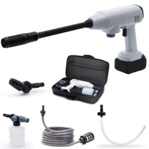 iOCHOW Hidrolimpiadora De Alta Presion: Poderoso Flujo 725PSI con Batería Impermeable 4000mAh IPX7- Boquillas Ajustables 360° Y 0-40° Sin Escalas | Uso Portátil para Coches Y Jardines