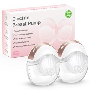Haokoo Sacaleches Manos Libres Electricos, Extractor de Leche Materna Portátil y Silencioso, Diseño Antifugas, 3 Modos y 12 Niveles, Sin BPA