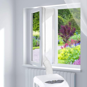 Sello de Ventana para Aire Acondicionado Portátil (400cm), Kit Universal Aislante con Cremallera Doble, Fácil de Instalar Sin Taladrar