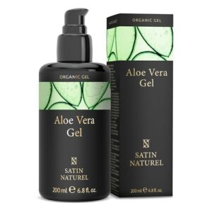 Satin Naturel Gel de Aloe Vera Bio 200 ml – 100% Vegano & Cosmética Natural - Gel de Aloe Vera Concentrado - Con Ácido Hialurónico & Pantenol - After Sun & Cuidado Hidratante Rostro, Cuerpo y Cabello