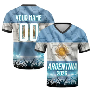 Genérico Mundial De 2026 Camiseta Futbol Personalizada, Camisetas De Futbol con Nombre Y Número Personalizables, Camiseta Futbol para Adultos Y Niños，Camiseta cómoda y Transpirable (Argentina)