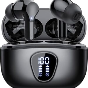 Auriculares Inalambricos Bluetooth, 2026 Cascos Inalambricos Bluetooth 5.4 HiFi Estéreo, 45 Horas Auriculares inalámbricos con ENC Cancelacion Ruido, IP7 Impermeable/Pantalla LED/Carga Rápida Tipo-C