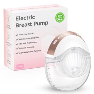 Haokoo Sacaleches Manos Libres Electricos, Extractor de Leche Materna Portátil y Silencioso, Diseño Antifugas, 3 Modos y 12 Niveles, Sin BPA