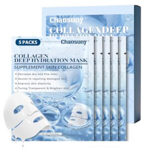5 Pcs mascarilla colageno, Mascarilla de Calmante e Hidratante de Noche, Máscara Nocturna, Iluminar el Color La Piel, Reafirmante la Piel, Reducir las Líneas Finas