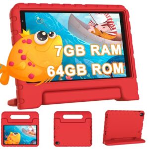 SKYEGG Tablet para Niños 8 Pulgadas, Android, 7GB RAM + 64GB ROM (1TB TF), WiFi 6, Control Parental, Pantalla HD 1280×800, Tablet Infantil con Funda EVA Antigolpes, Rojo