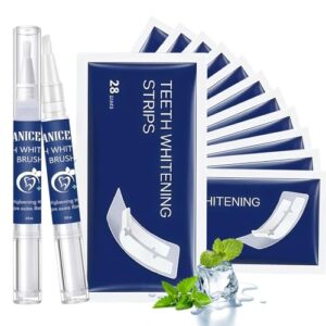 28 Kit De Tiras Blanqueadoras Para Dientes, 2 Lápiz Blanqueador Dental Con Gel, Azul oscuro