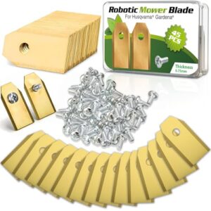 ZZXLOPEZ 45 Cortacéspedes Cuchillas de Repuesto, Cuchillas de Cortacesped con Tornillos Incluidos, Cuchillas de Acero Inoxidable, Cuchillas de Repuesto Compatibles