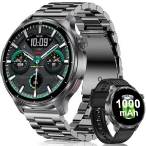 Reloj Inteligente Militar Hombre–Batería de 1000 mAh, Pantalla HD de 1,52'', Smartwatch con 120+ Modos Deportivos, Resistente al Agua IP68, Frecuencia Cardíaca, Monitoreo del Sueño, Android iOS, Negro
