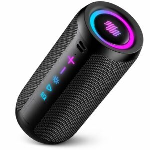 TIMU Altavoz Bluetooth 5.4 Potente, 25W Altavoces Bluetooth con 2 Modos EQ, Correa de Transporte, Compatible con PC, 8 Modos RGB, 24H de Reproducción, Emparejamiento TWS, IPX7, Micro SD y AUX