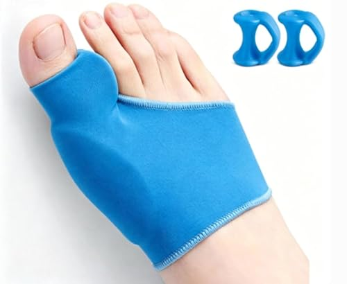 Tpubmity 2 Corrector de Juanetes, Corrector Hallux Valgus, Protector de Juanete, Con 2 Correctores Dedo Pequeño, Amortigua, Confort y Soporte Dia y Noche, para Hombres y Mujeres(azul)